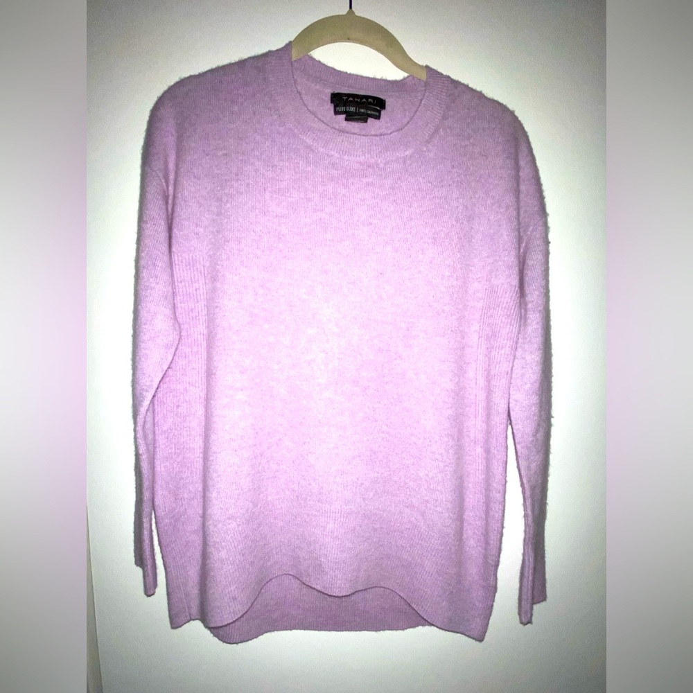 TAHARI 100% Cashmere Pure Luxe Lavender Purple Women’s Sweater Size XS